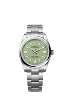 Unworn 2025, Rolex Oyster Perpetual, Oystersteel 41mm, Pistachio-green dial, Domed Oyster, Ref# 134300-0006, box and papers