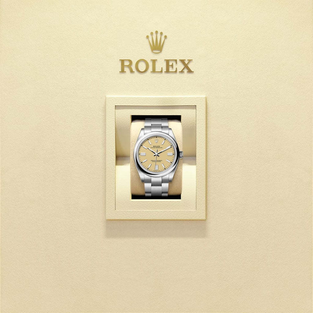 Unworn 2025, Rolex Oyster Perpetual, Oystersteel 41mm, Beige dial, Domed Oyster, Ref# 134300-0007, box and papers