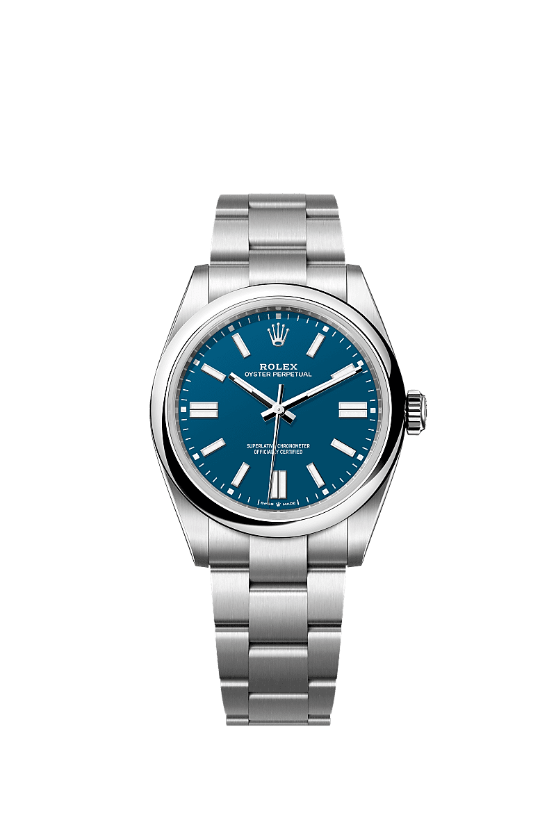 Unworn 2025, Rolex Oyster Perpetual, Oystersteel 41mm, Blue dial, Domed Oyster, Ref# 134300-0009, box and papers