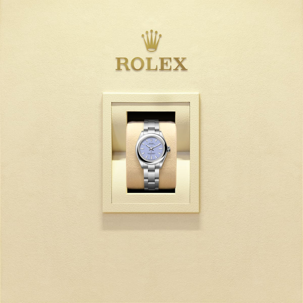 Unworn 2025, Rolex Oyster Perpetual, Oystersteel, 31mm, Lavender dial, Domed Oyster, Ref# 277200-0014, box and papers