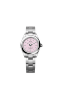 Unworn 2025, Rolex Oyster Perpetual, Oystersteel, 28mm, Candy pink dial, Domed Oyster, Ref# 276200-0009, box and papers