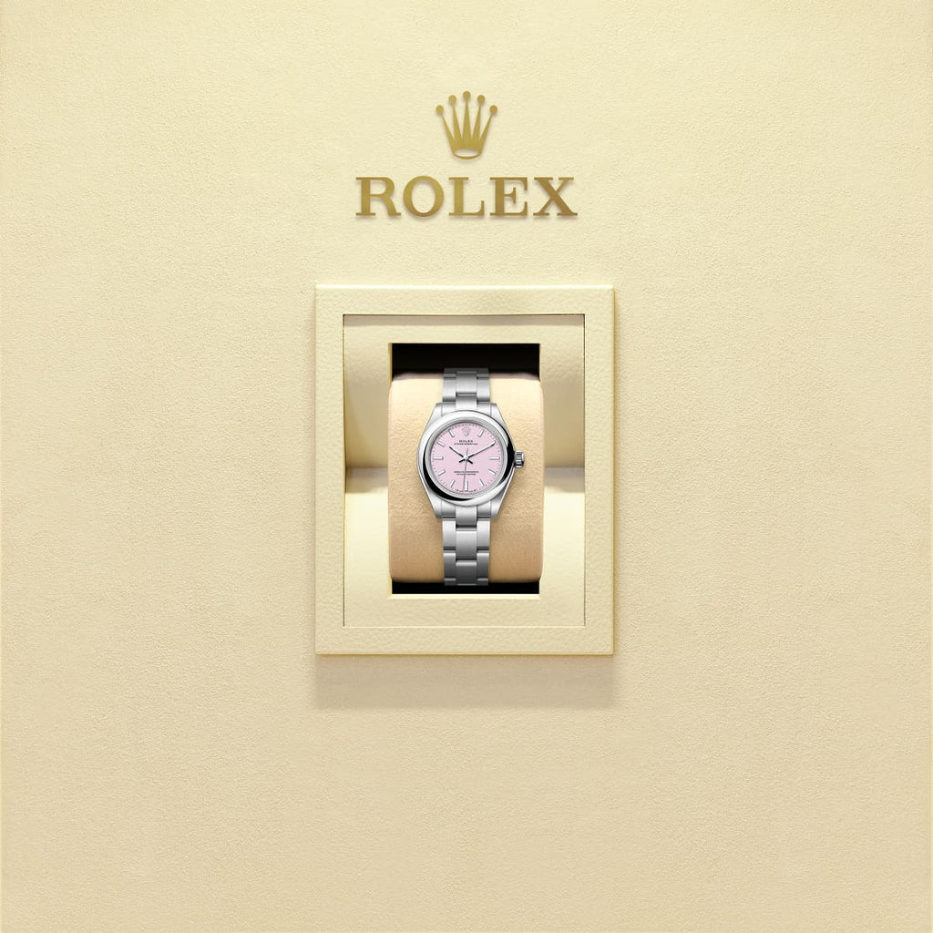 Unworn 2025, Rolex Oyster Perpetual, Oystersteel, 28mm, Candy pink dial, Domed Oyster, Ref# 276200-0009, box and papers