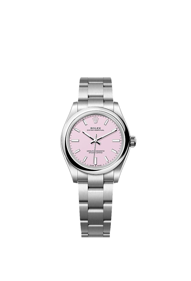 Unworn 2025, Rolex Oyster Perpetual, Oystersteel, 31mm, Candy pink dial, Domed Oyster, Ref# 277200-0009, box and papers