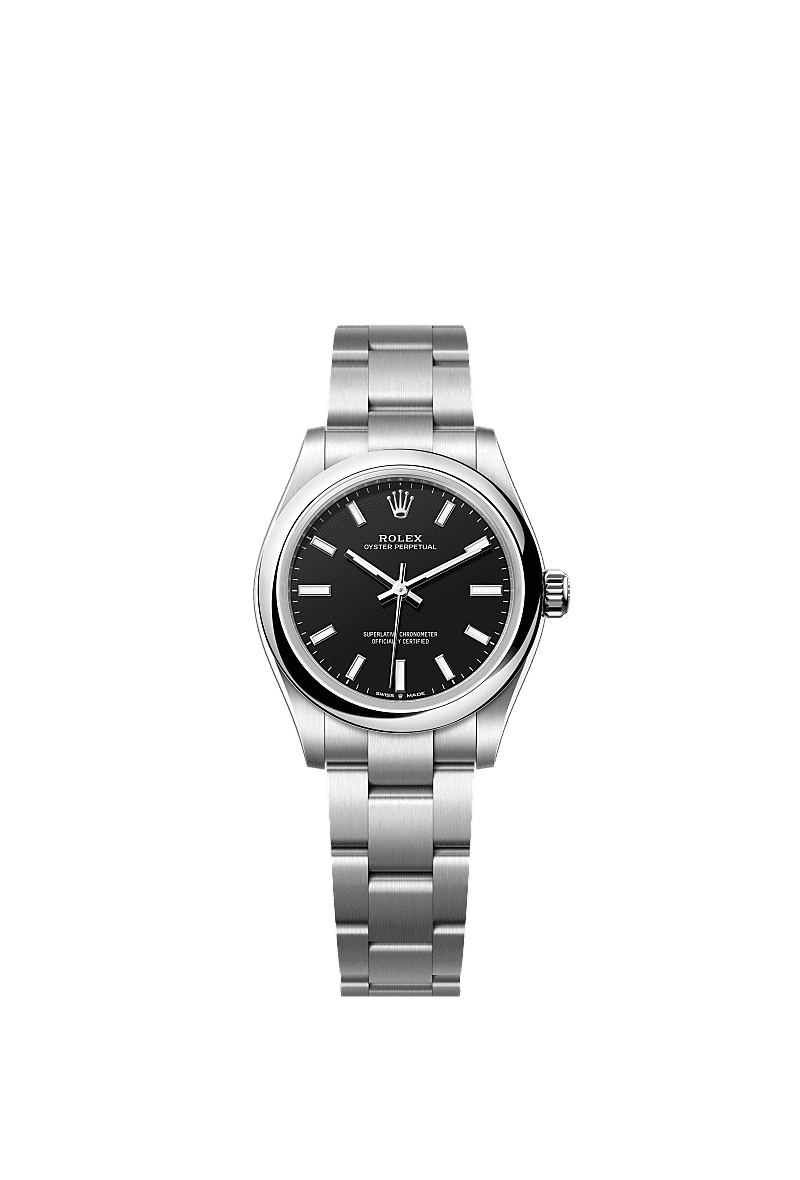 Unworn 2025, Rolex Oyster Perpetual, Oystersteel, 31mm, Black dial, Domed Oyster, Ref# 277200-0016, box and papers