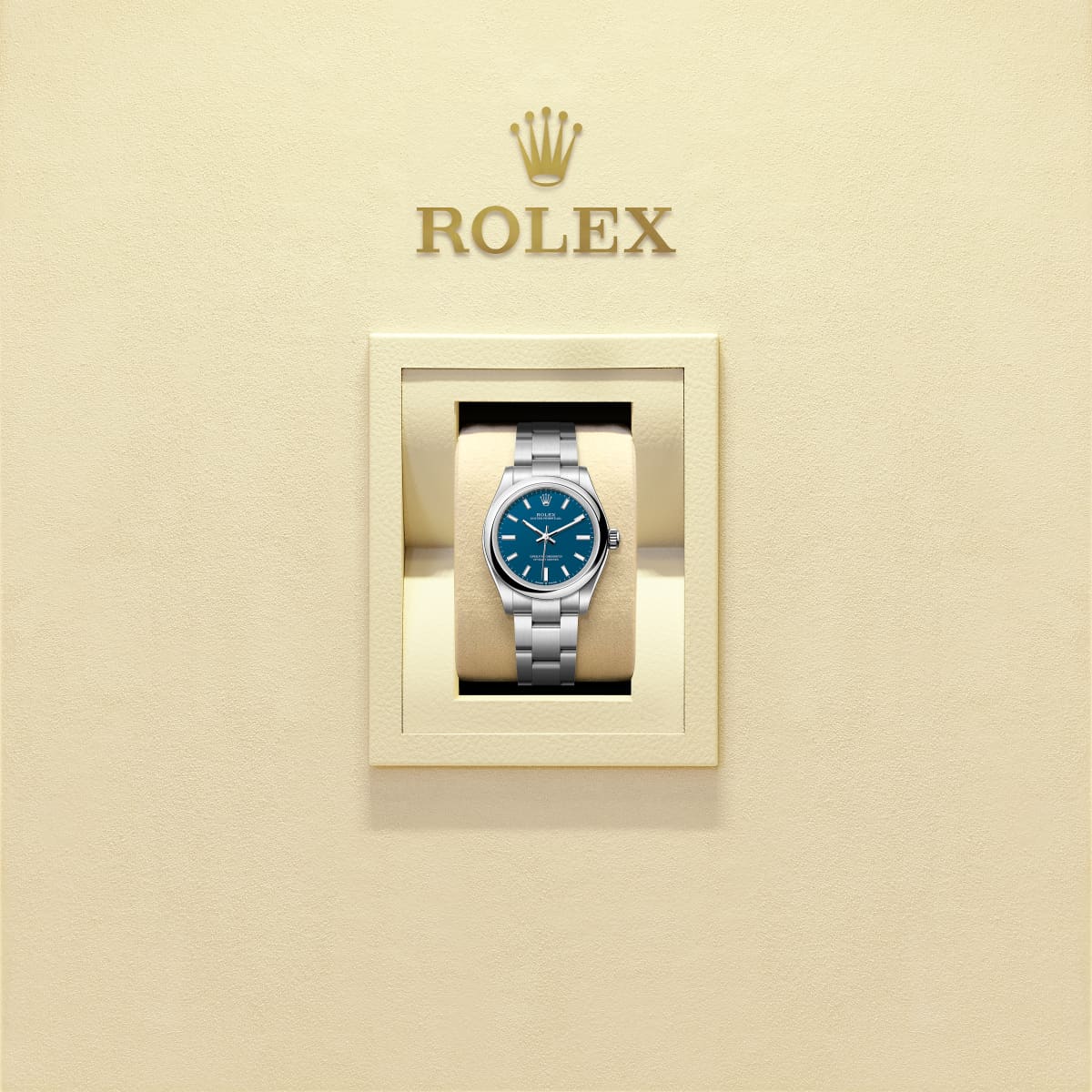 Unworn 2025, Rolex Oyster Perpetual, Oystersteel, 31mm, Blue dial, Domed Oyster, Ref# 277200-0017, box and papers