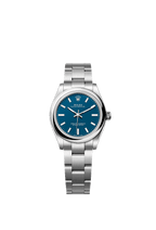 Unworn 2025, Rolex Oyster Perpetual, Oystersteel, 31mm, Blue dial, Domed Oyster, Ref# 277200-0017, box and papers