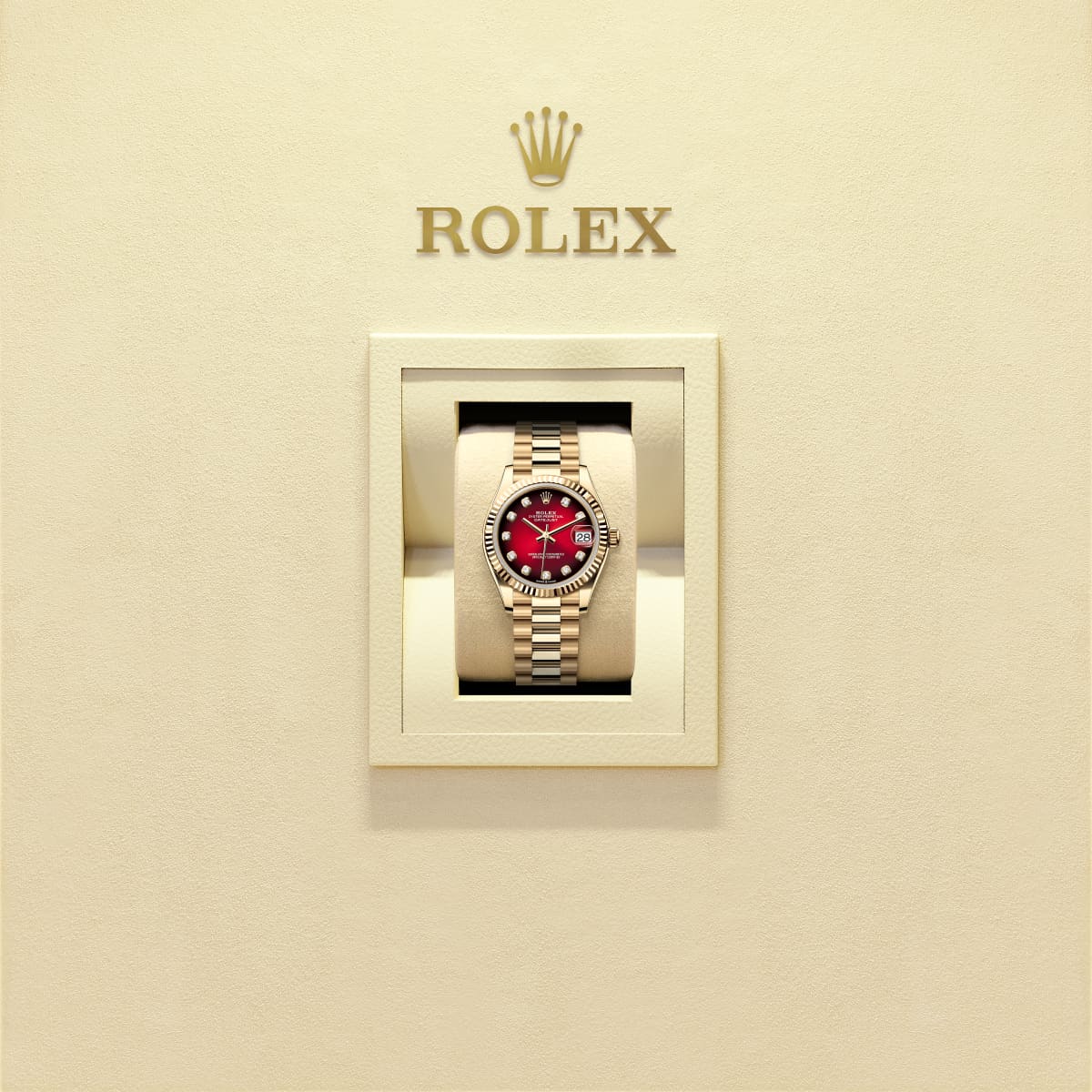 Unworn 2025, Rolex Datejust 31, 18k Yellow Gold, Diamonds, Ref# 278278-0049, box and papers