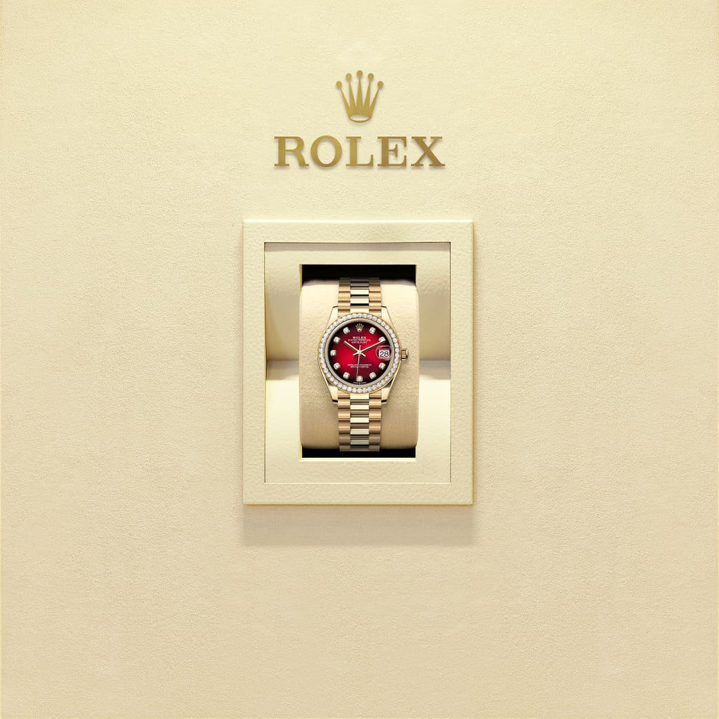 Unworn 2025, Rolex Datejust 31, 18k Yellow Gold, Diamond, Ref# 278288rbr-0041, box and papers