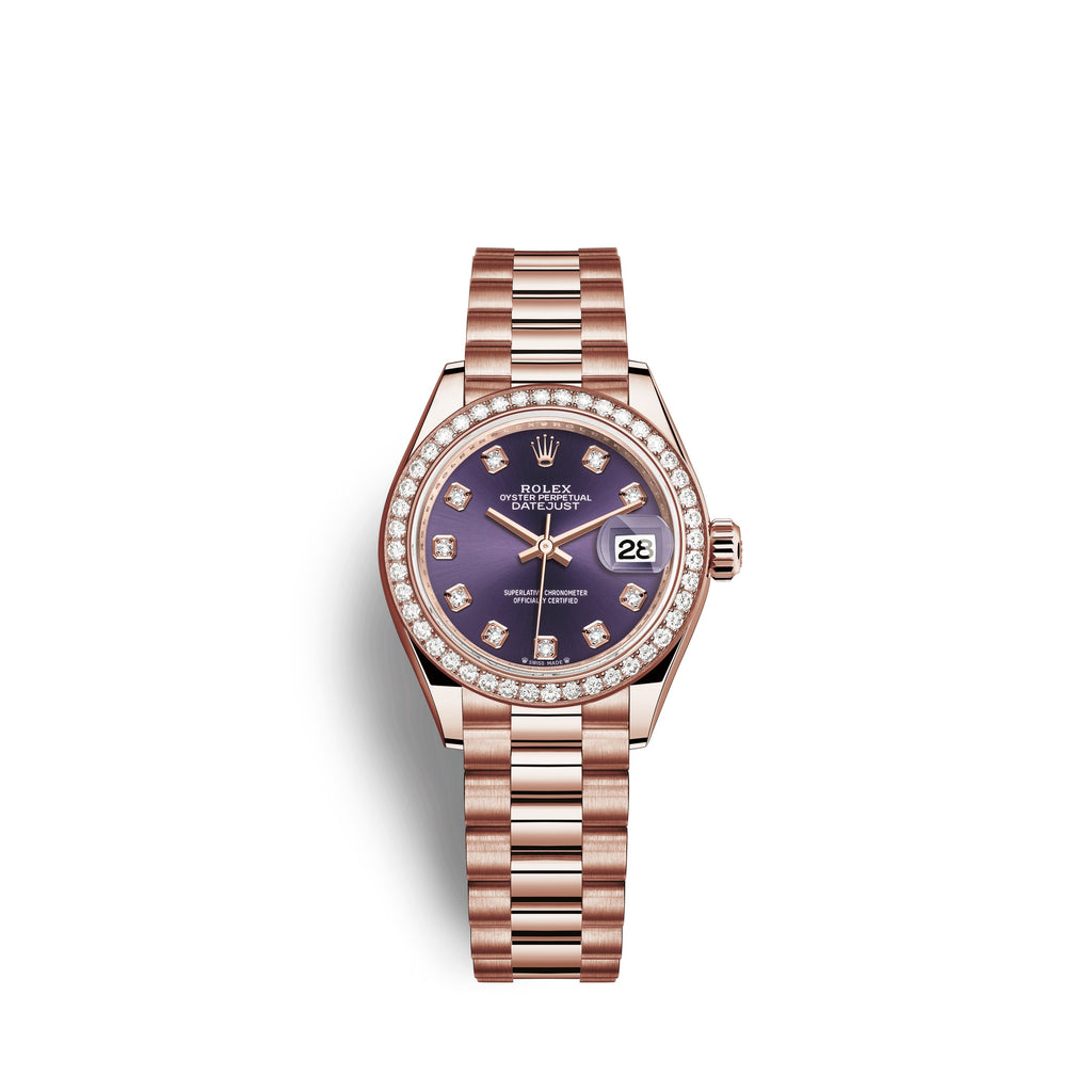 Rolex Lady-Datejust 28, 18kt Everose Gold and diamonds, Ref# 279135RBR-0020