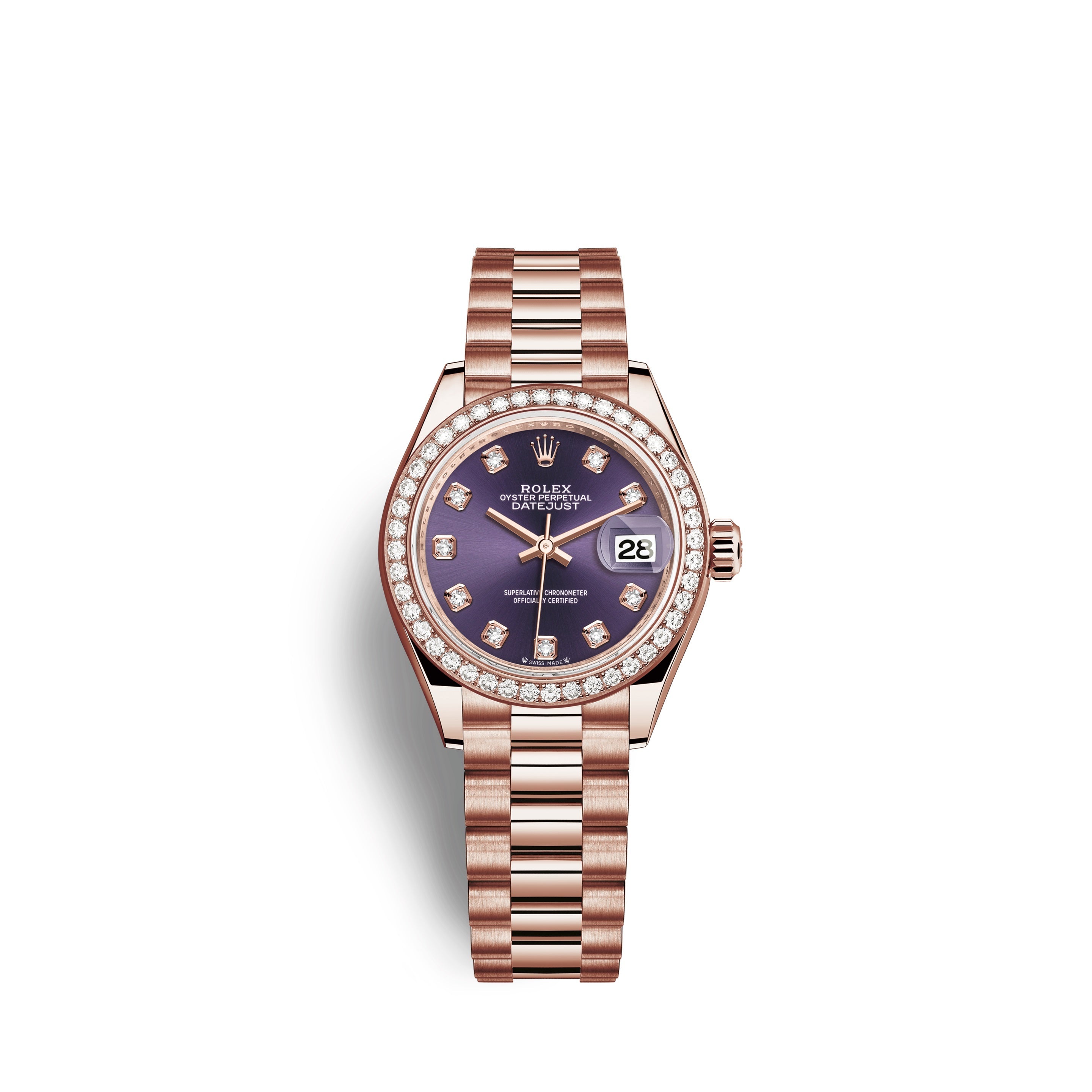 Rolex Lady-Datejust 28, 18kt Everose Gold and diamonds, Ref# 279135RBR-0020
