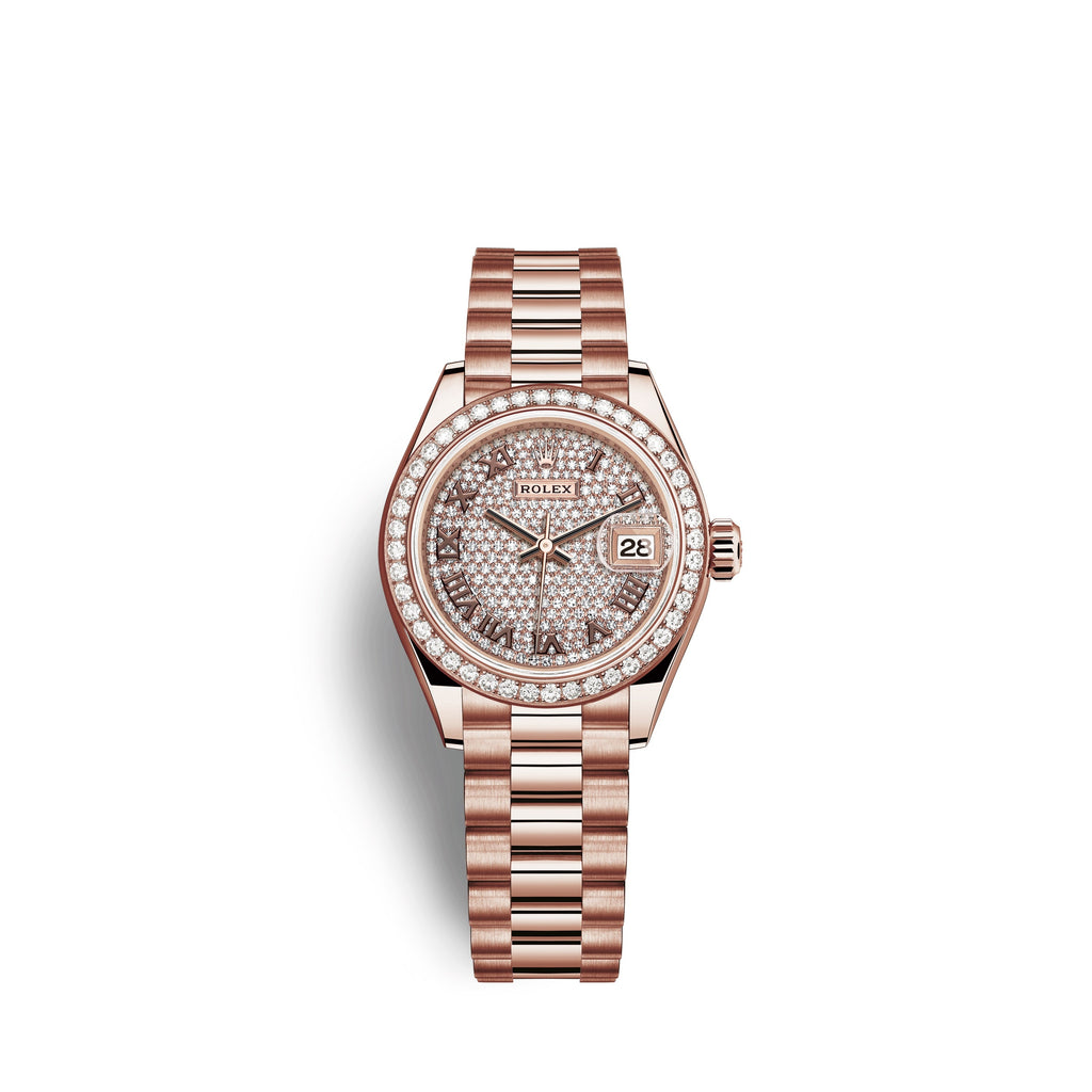Rolex Lady-Datejust 28, 18kt Everose Gold and diamonds, Ref# 279135RBR-0021