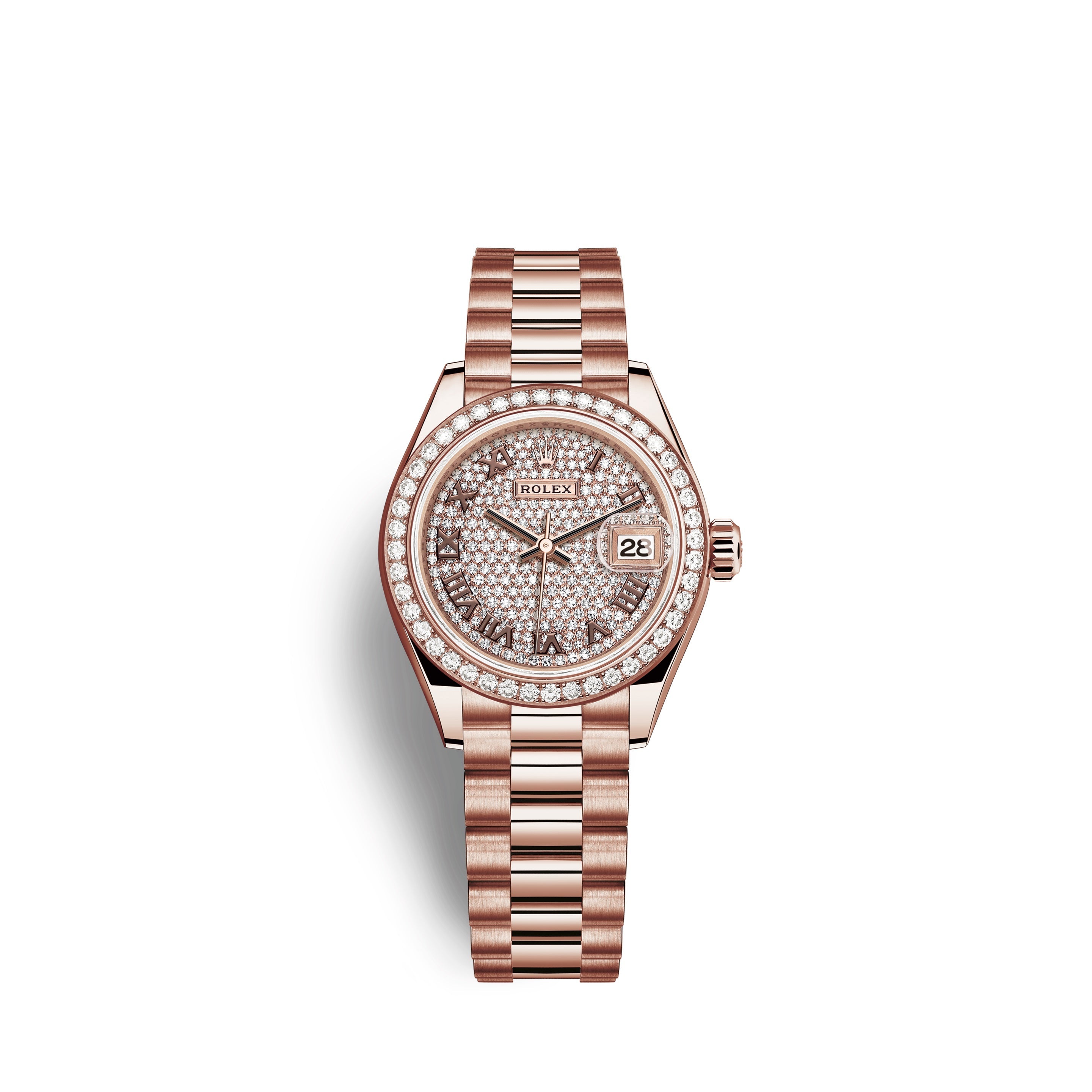 Rolex Lady-Datejust 28, 18kt Everose Gold and diamonds, Ref# 279135RBR-0021