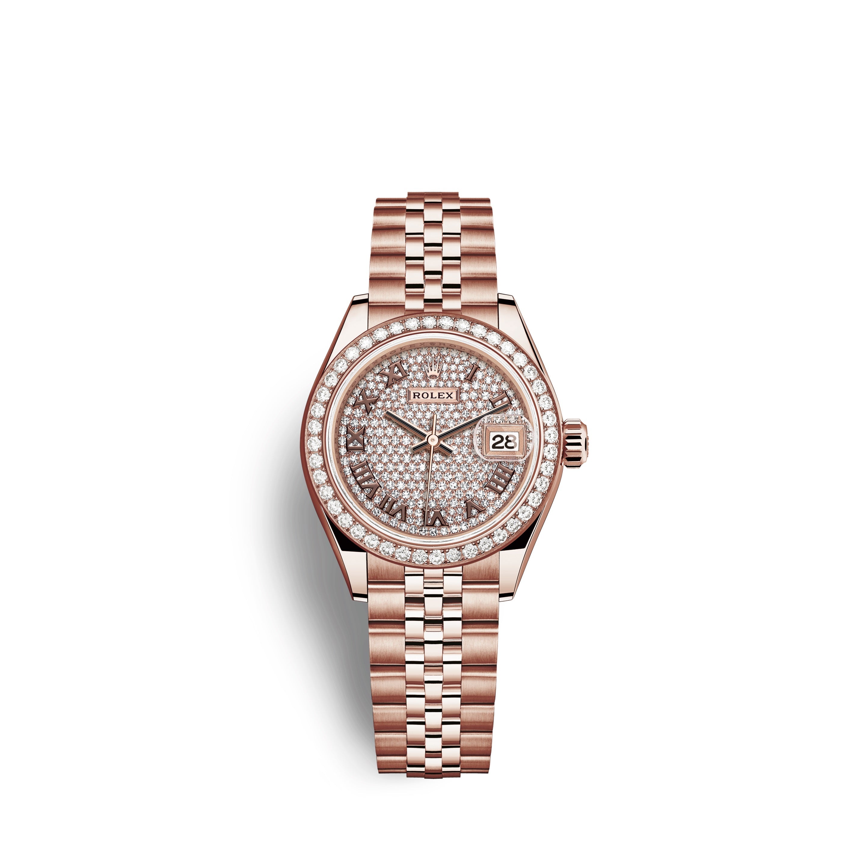 Rolex Lady-Datejust 28, 18kt Everose Gold and diamonds, Ref# 279135RBR-0022