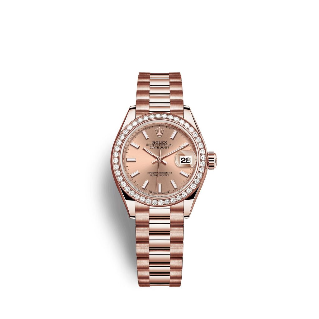 Rolex Lady-Datejust 28, 18kt Everose Gold and diamonds, Ref# 279135RBR-0025