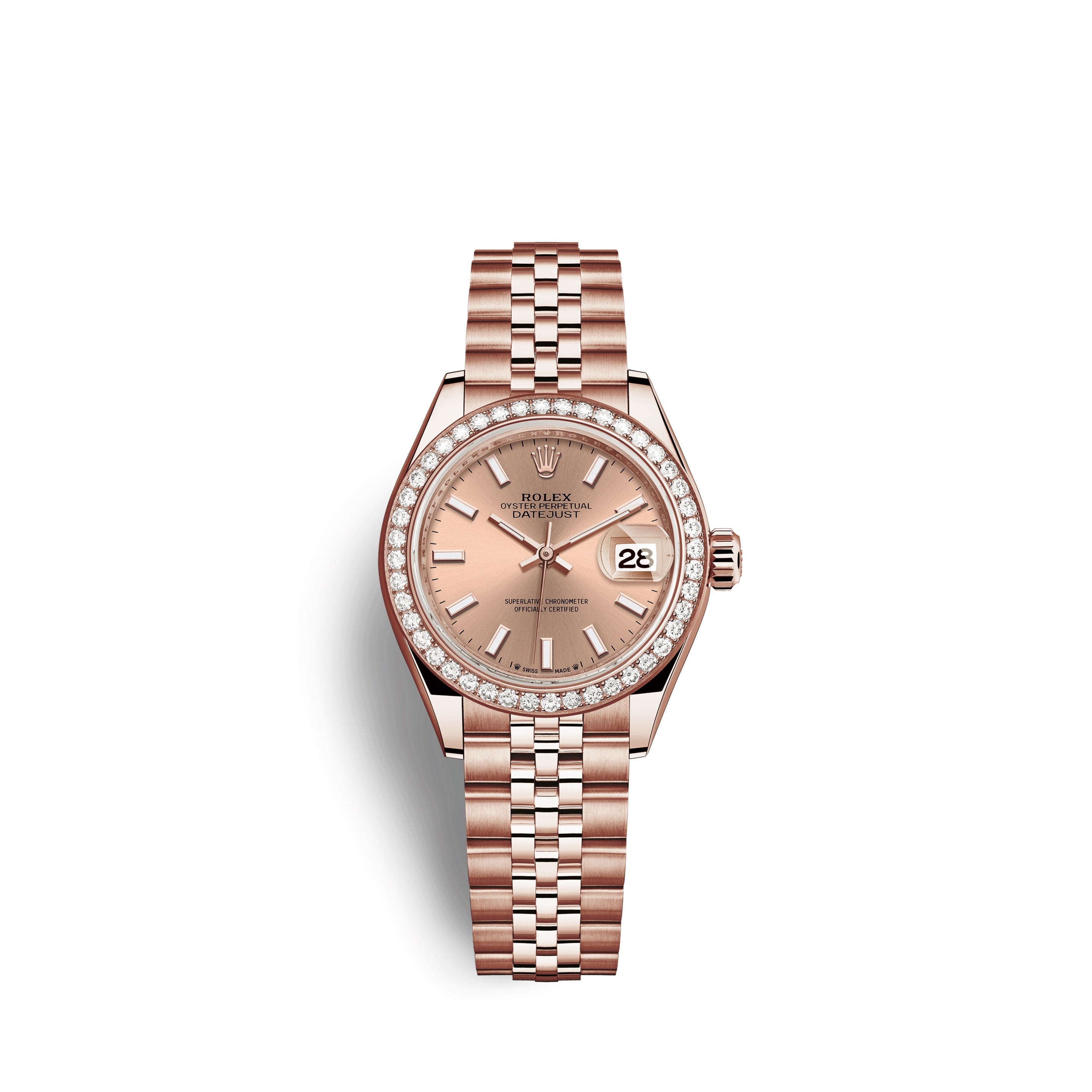 Rolex Lady-Datejust 28, 18kt Everose Gold and diamonds, Ref# 279135RBR-0026