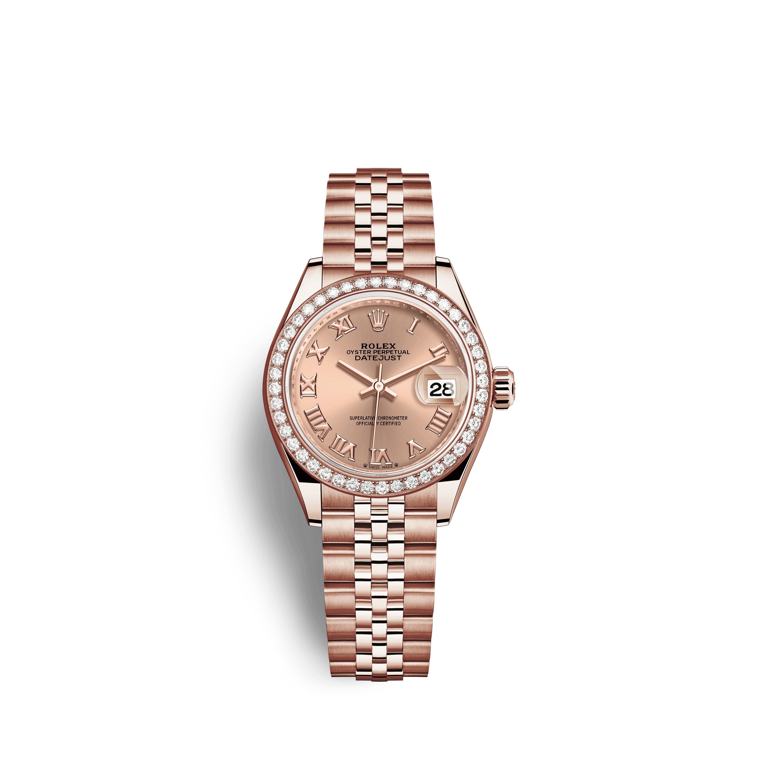 Rolex Lady-Datejust 28, 18kt Everose Gold and diamonds, Ref# 279135RBR-0028