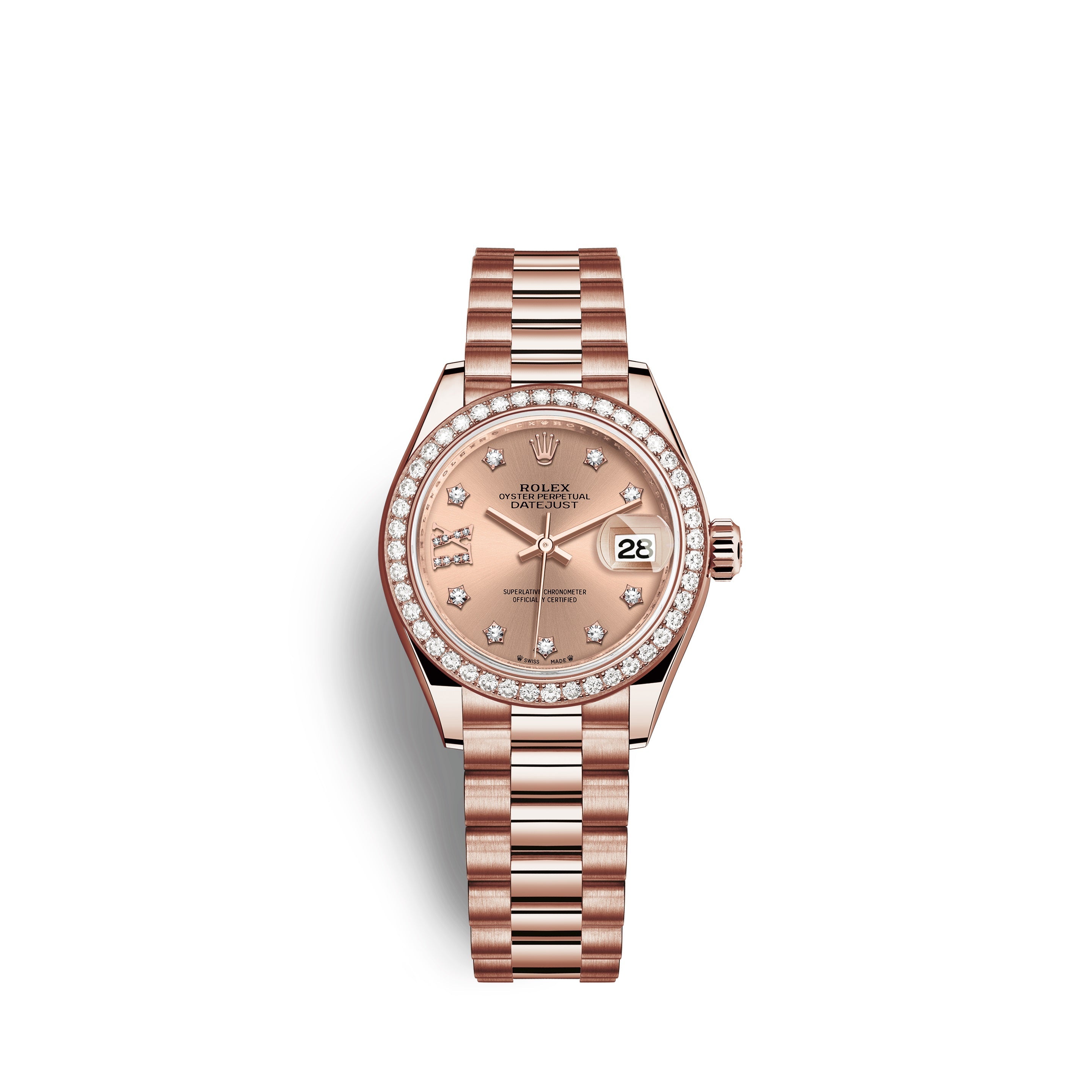 Rolex Lady-Datejust 28, 18kt Everose Gold and diamonds, Ref# 279135RBR-0029