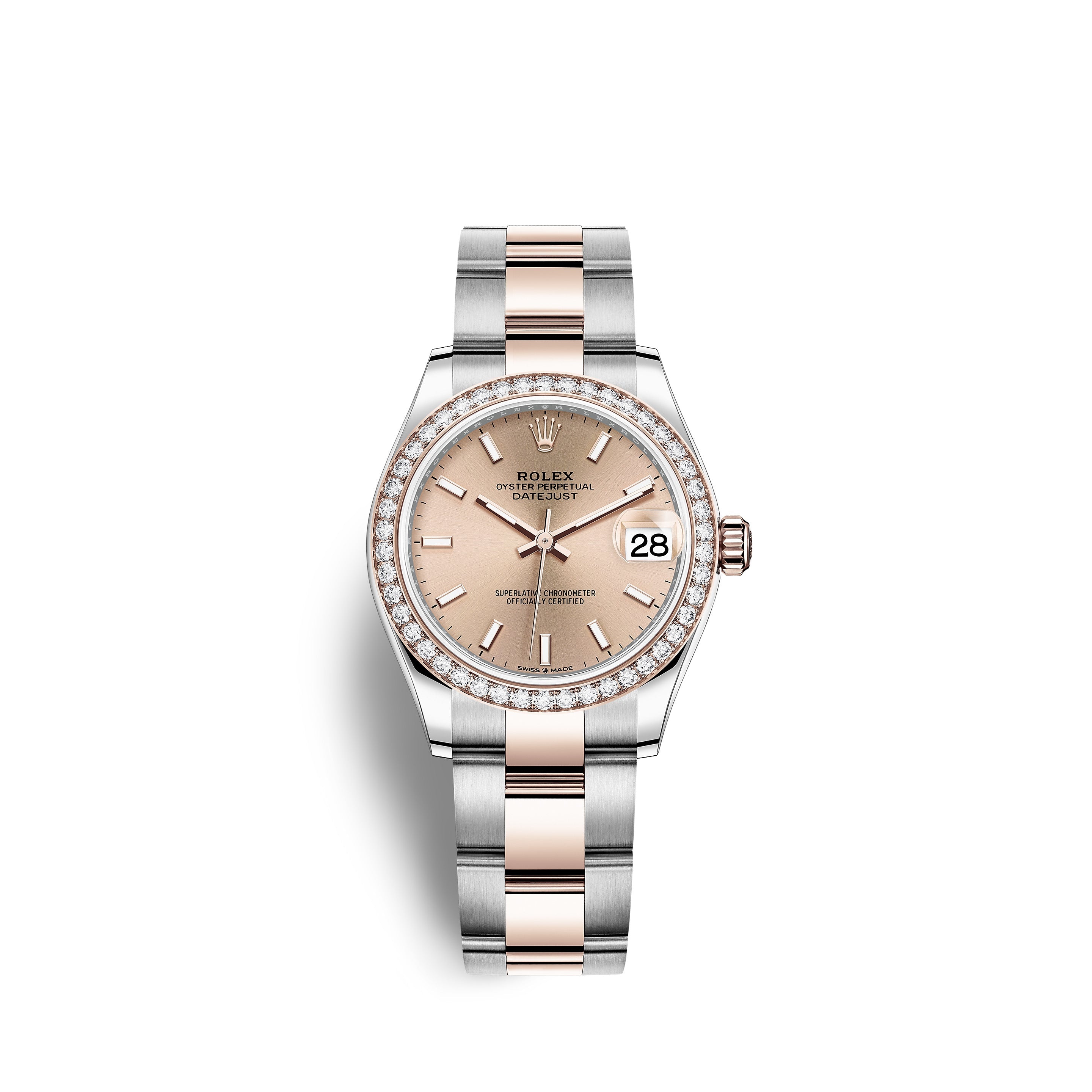 Rolex Datejust 31, Oystersteel, 18kt Everose Gold and diamonds, Ref# 278381RBR-0009