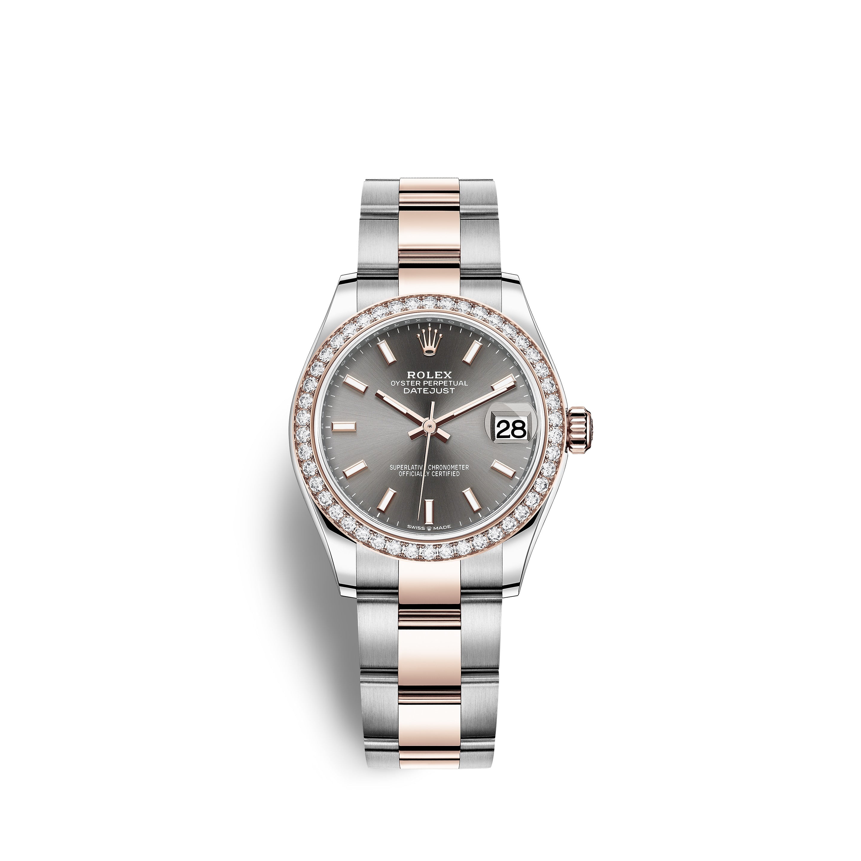 Rolex Datejust 31, Oystersteel, 18kt Everose Gold and diamonds, Ref# 278381RBR-0017