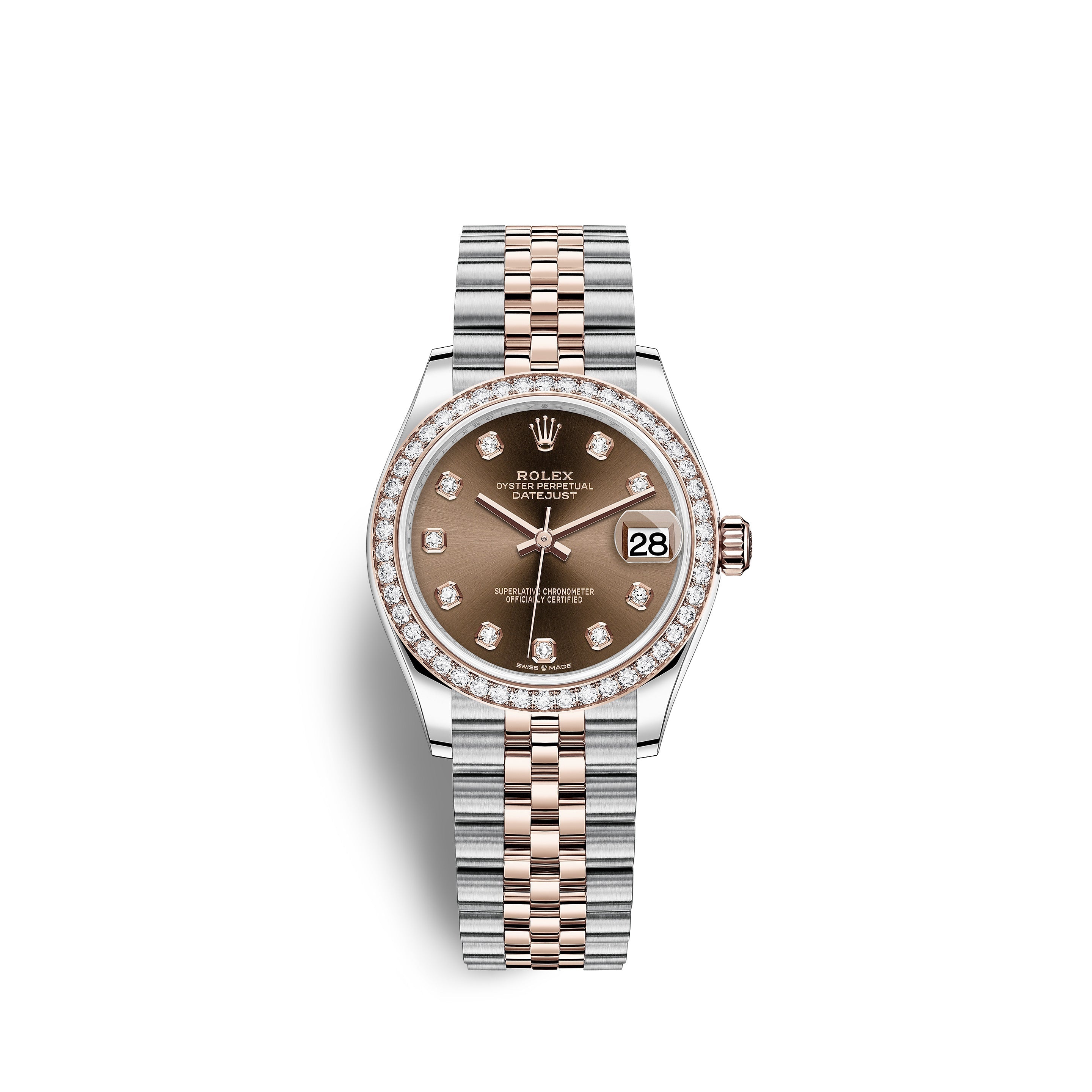 Rolex Datejust 31, Oystersteel, 18kt Everose Gold and diamonds, Ref# 278381RBR-0028