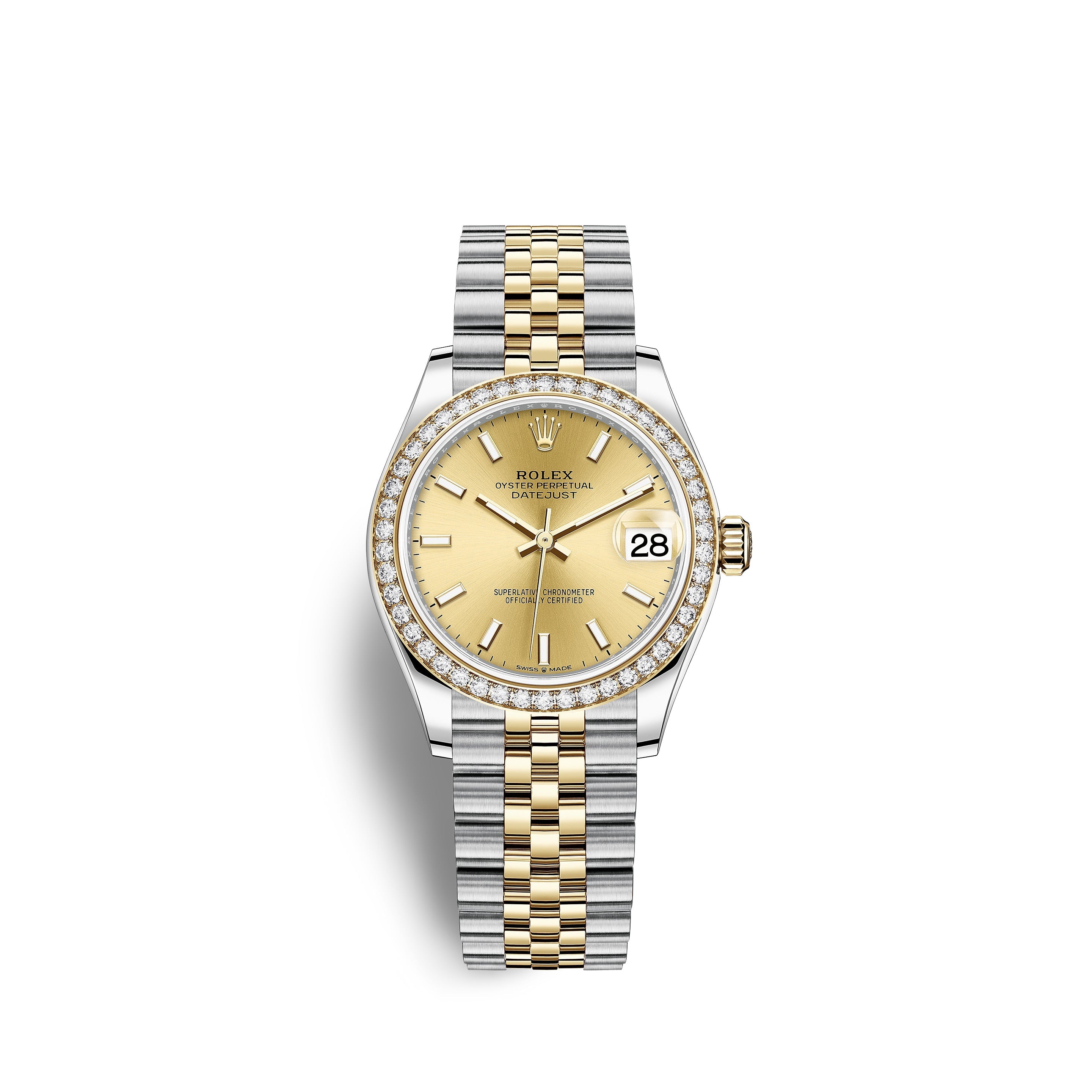 Rolex Datejust 31, Oystersteel, 18kt Yellow Gold and diamonds, Ref# 278383RBR-0014