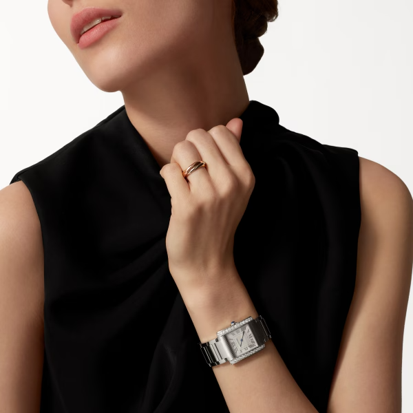 Unworn Cartier Tank Francaise, Stainless Steel, Diamonds, 32mm x 27mm, Ref# W4TA0021, box and papers