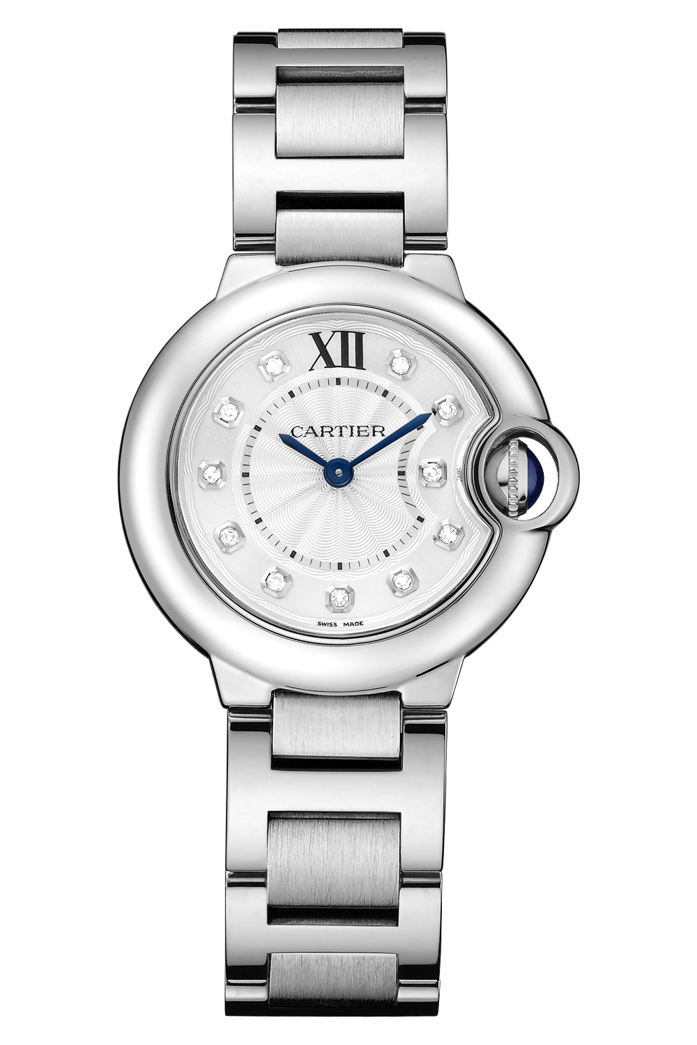Unworn Cartier Ballon Bleu de Cartier, Stainless Steel and Diamonds, 28mm, Ref# W4BB0029, box and papers